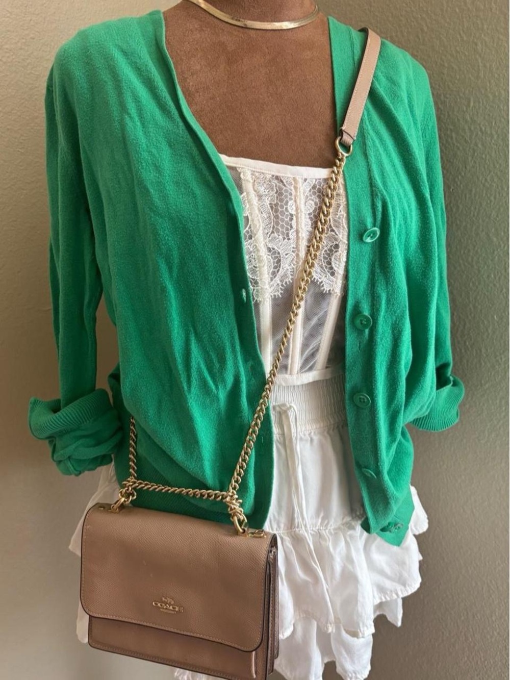 Gap green cotton & silk blend cardigan in a S.